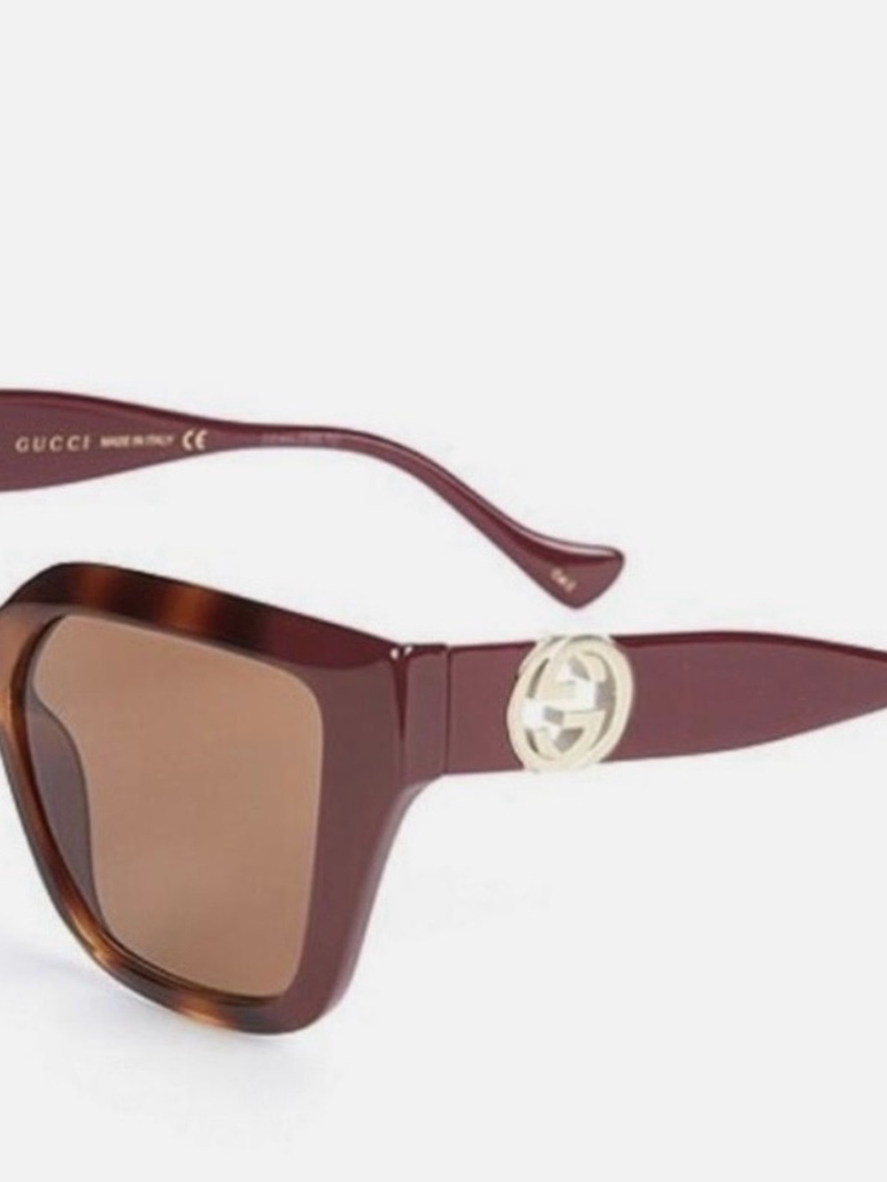 GUCCI GG1023S-003 WOMENS SQUARE/RECTANGLE HAVANA BURGUNDY BROWN FASHION DESIGNER - Picture 6 of 16